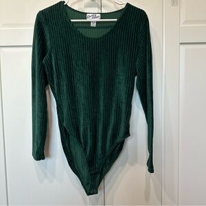 VTG 90’s Betty Blue Green Ribbed Long Sleeve Bodysuit,large